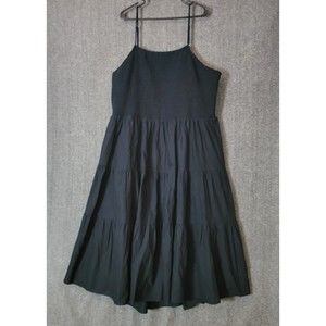 Universal Thread Dress Womens 3X Black Smocked Spaghetti Strap Cotton Linen Maxi